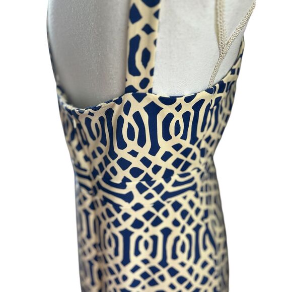J. McLaughlin for Dillard’s Blue Cream Geometric Sleeveless A-Line Dress M - Picture 6 of 11
